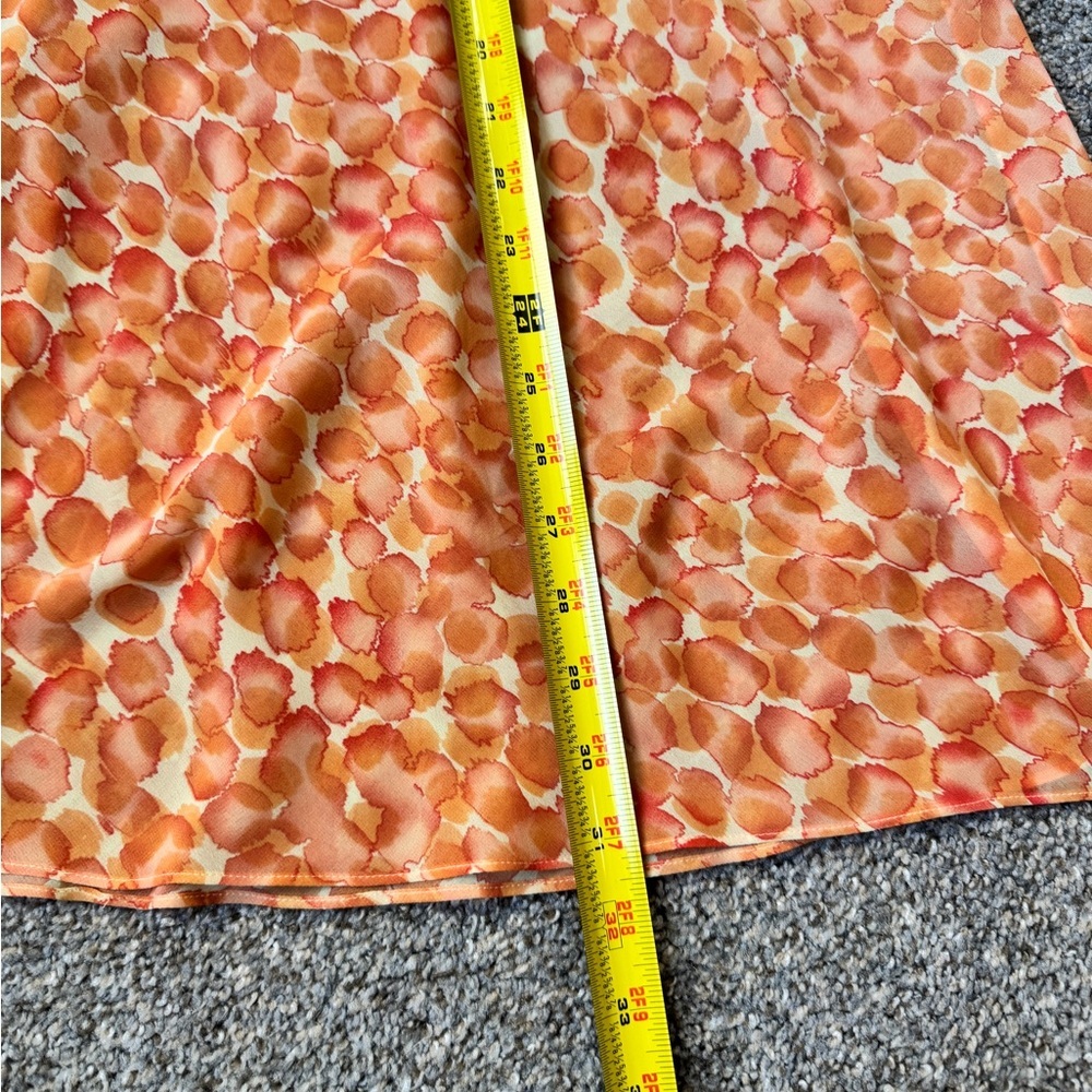 Vintage Y2K Elegant Orange Patterned Mini Slip Dress - Picture 6 of 11